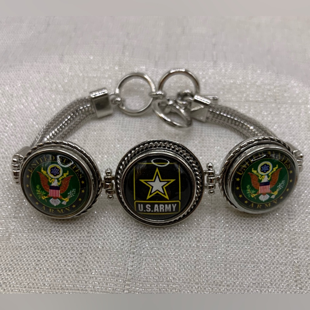 Army 3 Snap Button Charm Bracelet - 18mm20mm 15$